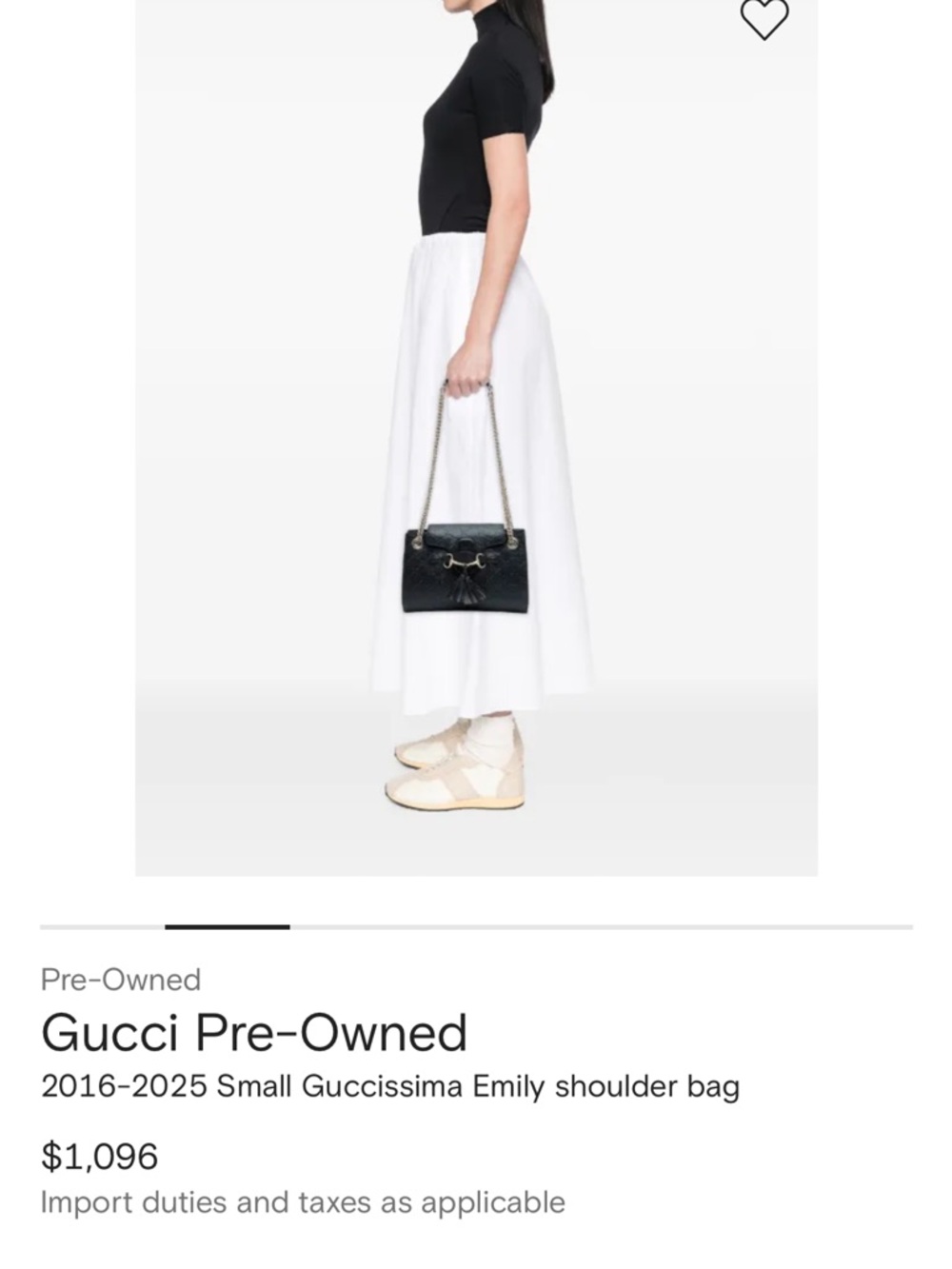 GUCCI BLACK GUCCISSIMA EMILY SMALL CHAIN SHOULDER BAG - Picture 5 of 13
